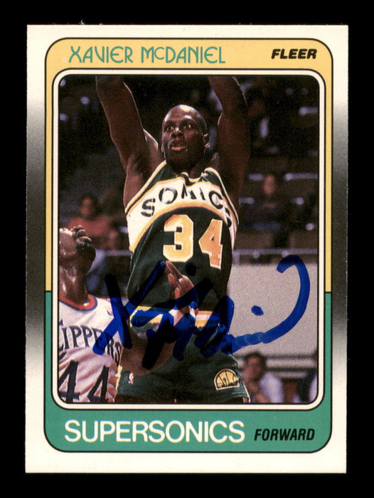 Xavier McDaniel Autographed 1988 Fleer Card #108 Seattle Supersonics SKU #205259 - RSA