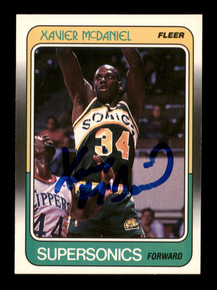 Xavier McDaniel Autographed 1988 Fleer Card #108 Seattle Supersonics SKU #205262 - RSA