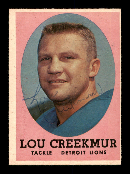 Lou Creekmur Autographed 1958 Topps Card #81 Detroit Lions SKU #205367 - RSA