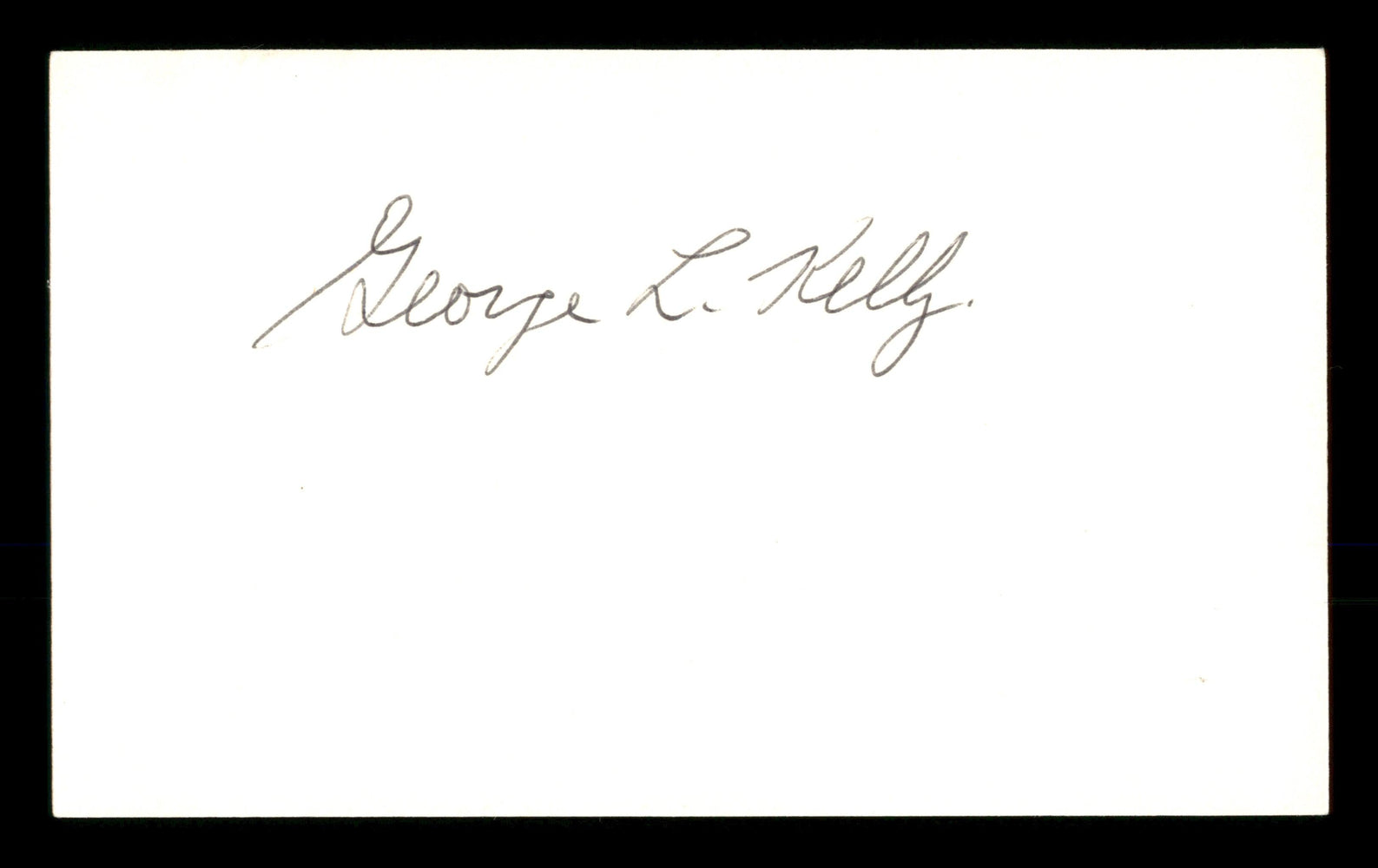 George Kelly Autographed 3x5 Index Card New York Giants SKU #205403 - RSA