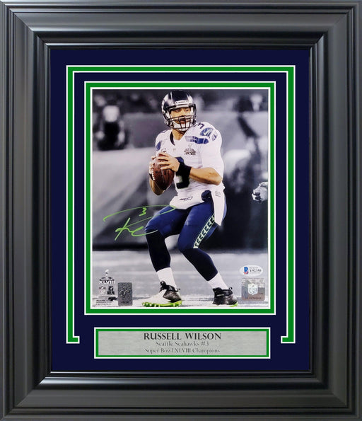Russell Wilson Autographed Framed 8x10 Photo Seattle Seahawks Beckett BAS #Y92350 - RSA
