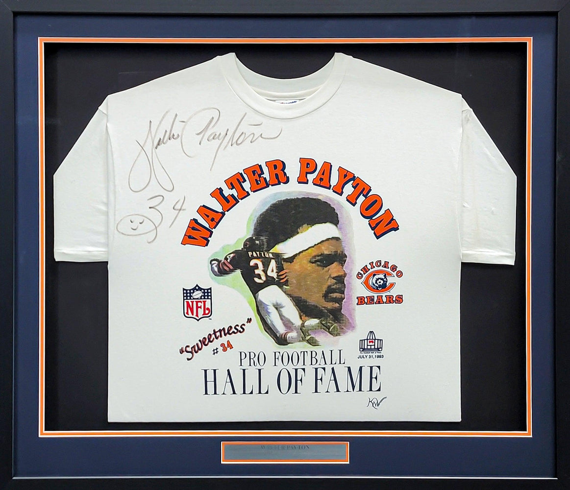 Chicago Bears Walter Payton Autographed Framed White Hall Of Fame Shirt PSA/DNA #AG04486 - RSA