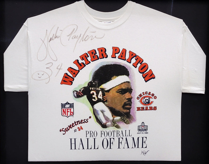 Chicago Bears Walter Payton Autographed Framed White Hall Of Fame Shirt PSA/DNA #AG04486 - RSA