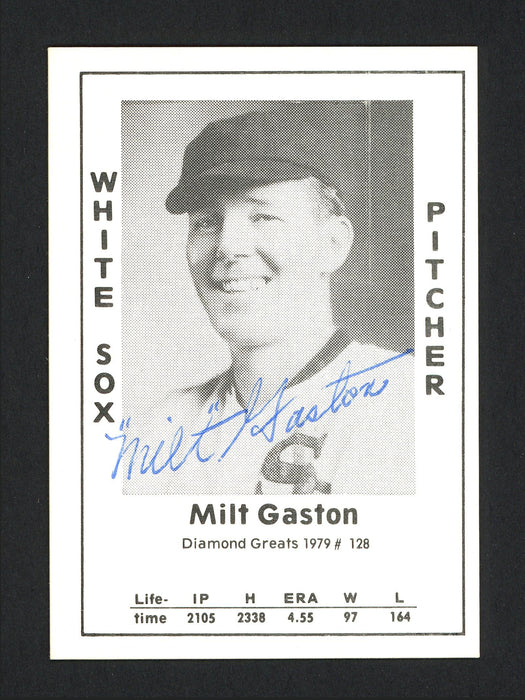 Milt Gaston Autographed 1979 Diamond Greats Card #128 Chicago White Sox SKU #166315 - RSA