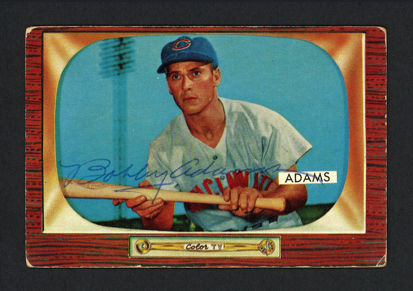 Bobby Adams Autographed 1955 Bowman Card #118 Cincinnati Reds SKU #164438 - RSA