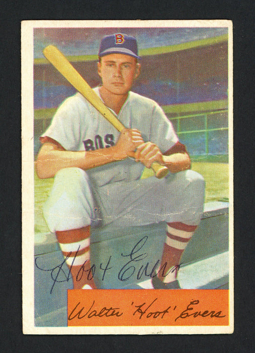 Hoot Evers Autographed 1954 Bowman Card #18 Boston Red Sox (Creases) SKU #162230 - RSA