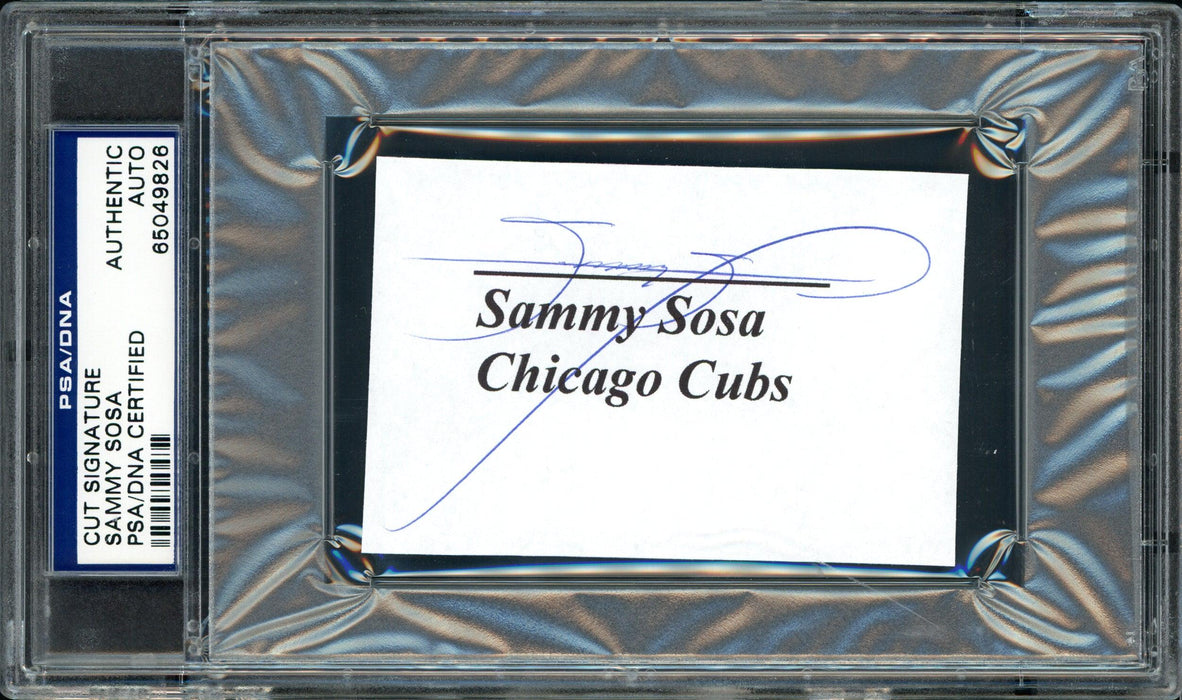 Sammy Sosa Autographed 2.25x3.5 Cut Signature Card Chicago Cubs PSA/DNA #65049826 - RSA