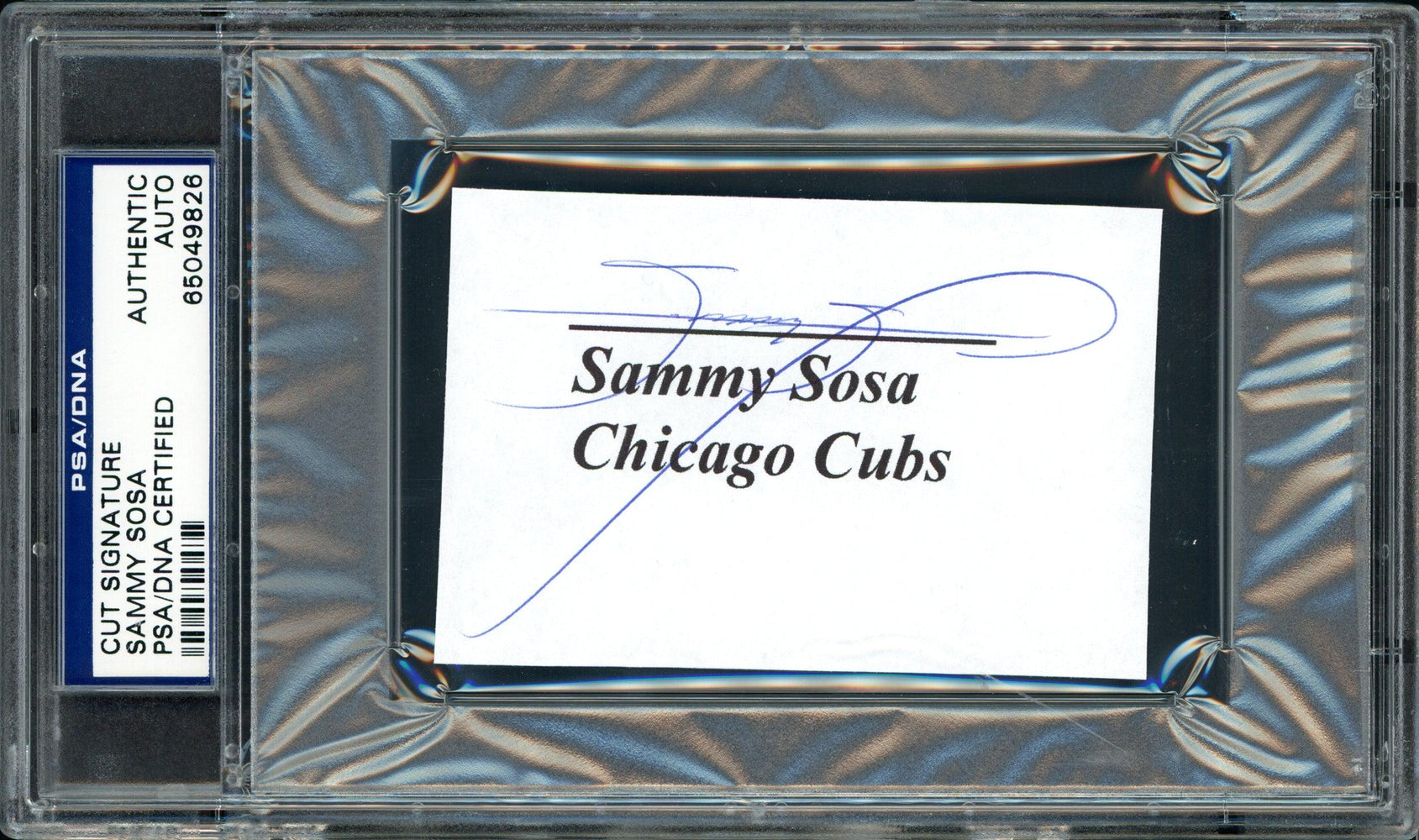 Sammy Sosa Autographed 2.25x3.5 Cut Signature Card Chicago Cubs PSA/DNA #65049826 - RSA