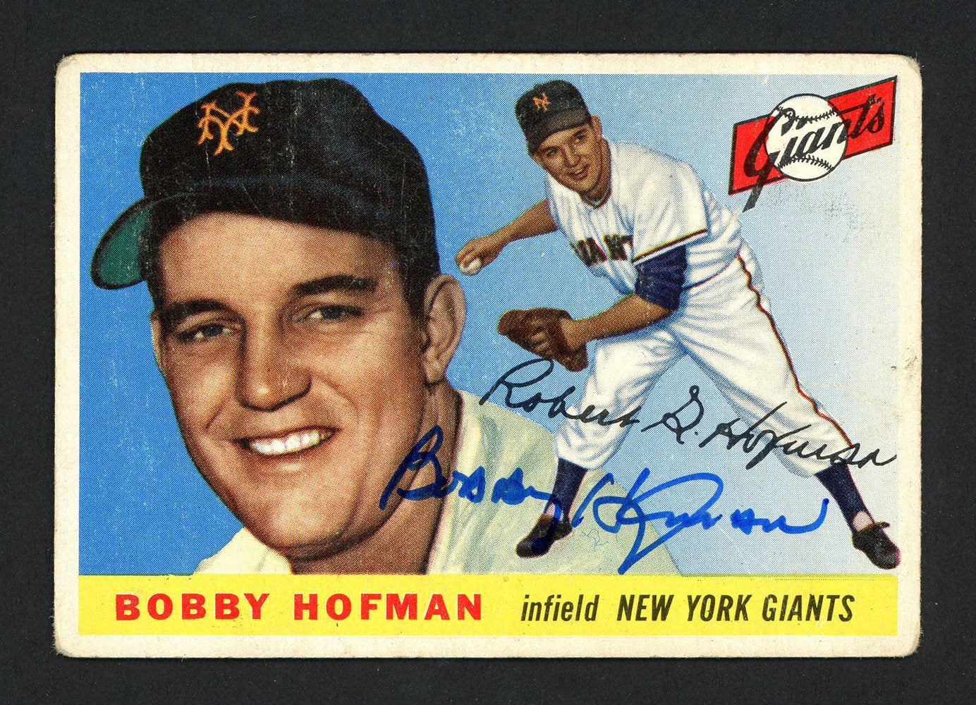 Bob Hofman Autographed 1955 Topps Card #17 New York Giants SKU #162242 - RSA