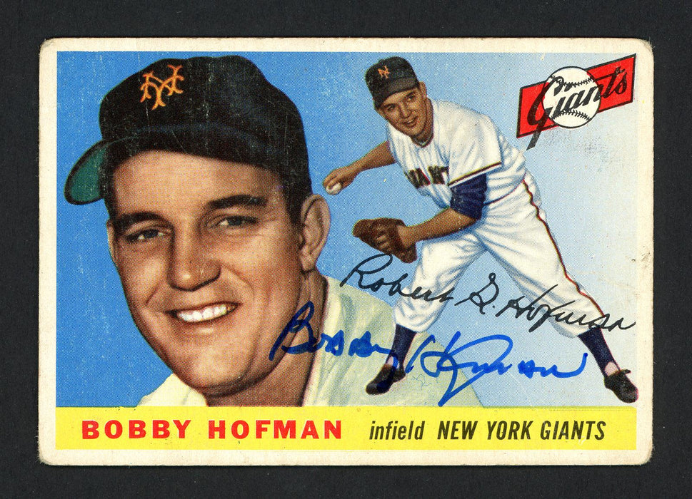 Bob Hofman Autographed 1955 Topps Card #17 New York Giants SKU #162242 - RSA