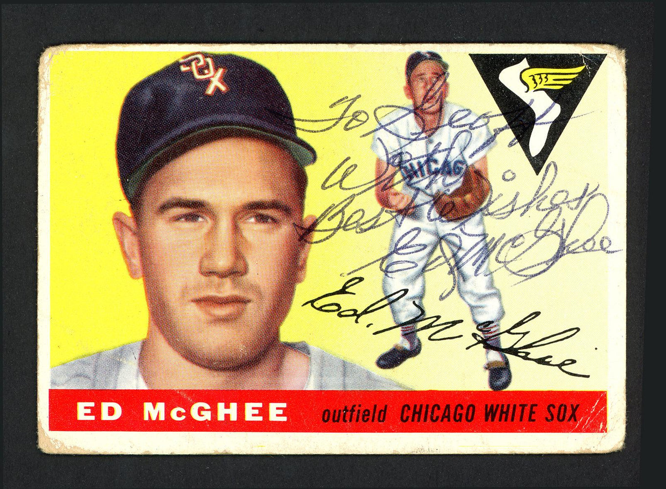 Ed McGhee Autographed 1955 Topps Card #32 Chicago White Sox "To Geoff Best Wishes" SKU #162252 - RSA