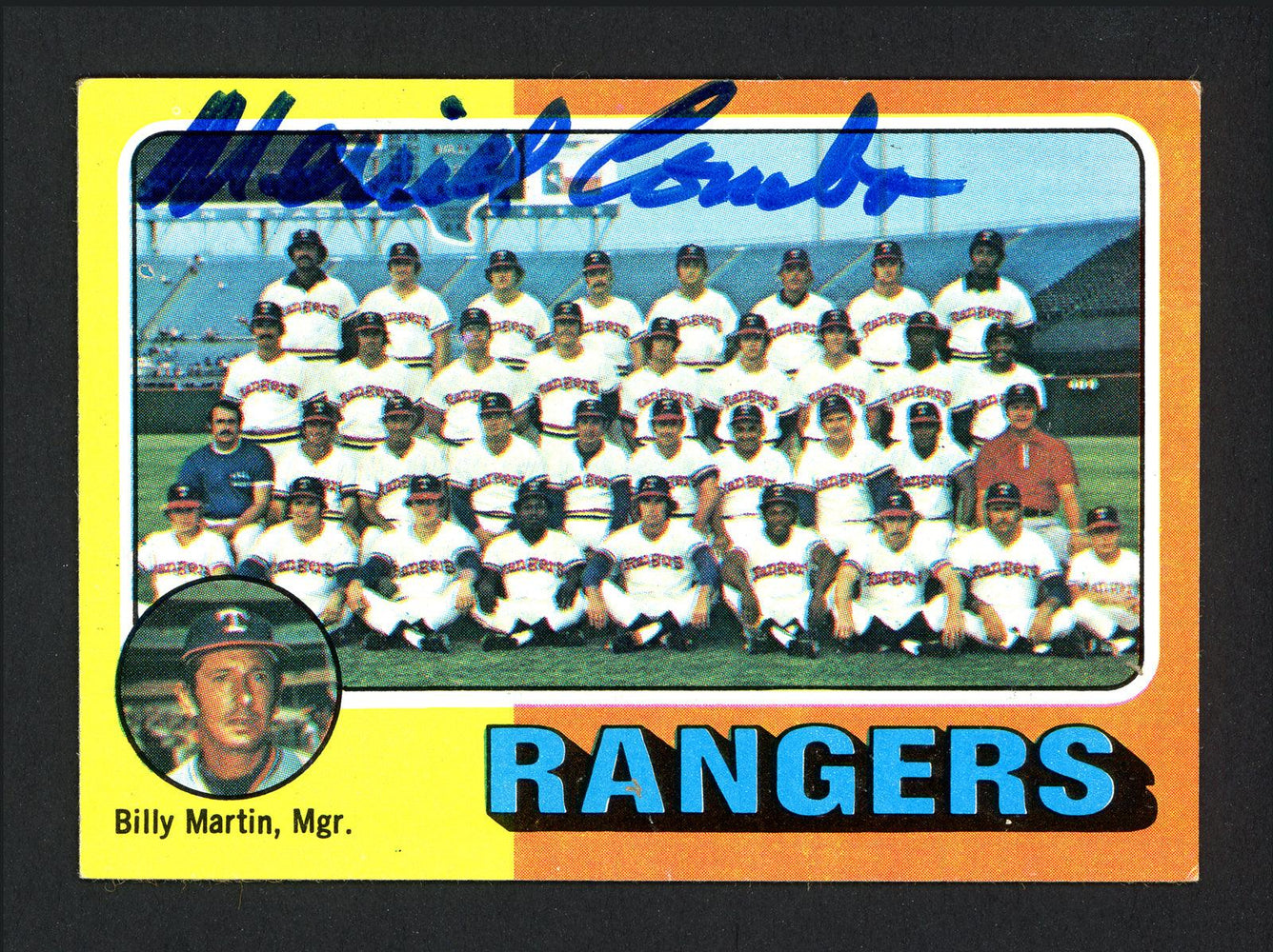 Merrill "Merl" Combs Autographed 1975 Topps Card #511 Texas Rangers SKU #162268 - RSA