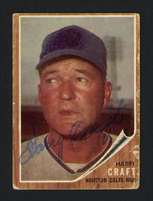 Harry Craft Autographed 1962 Topps Card #12 Houston Colt .45's (Creases) SKU #162273 - RSA