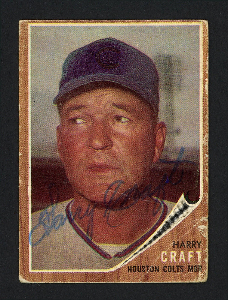 Harry Craft Autographed 1962 Topps Card #12 Houston Colt .45's (Creases) SKU #162273 - RSA