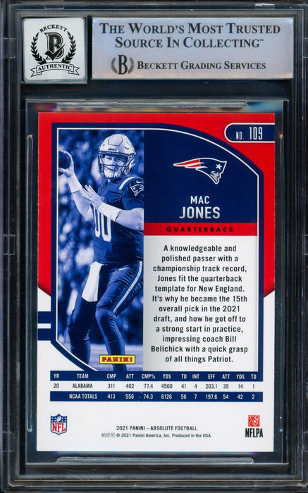 Mac Jones Autographed 2021 Panini Absolute Green Rookie Card #109 New RSA Mac Jones Autographed 2021 Panini Absolute Green Rookie Card #109 New RSA