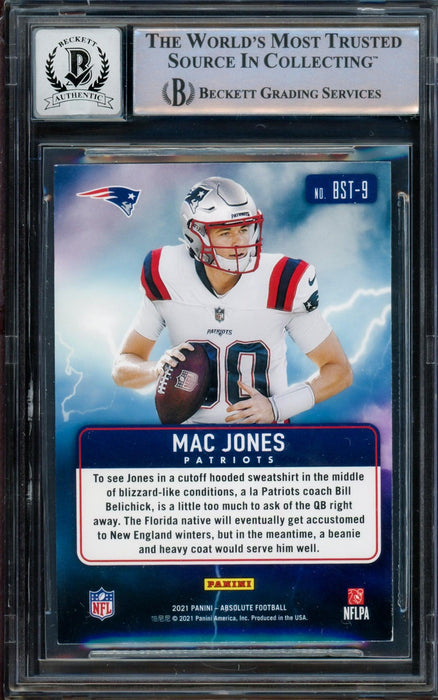 Mac Jones Autographed 2021 Panini Absolute By Storm Rookie Card #BST-9 RSA Mac Jones Autographed 2021 Panini Absolute By Storm Rookie Card #BST-9 RSA