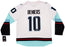 Seattle Kraken Matty Beniers Autographed White Fanatics Jersey Size XL With Inaugural Patch "NHL Debut" Fanatics Holo Stock #206008 - RSA