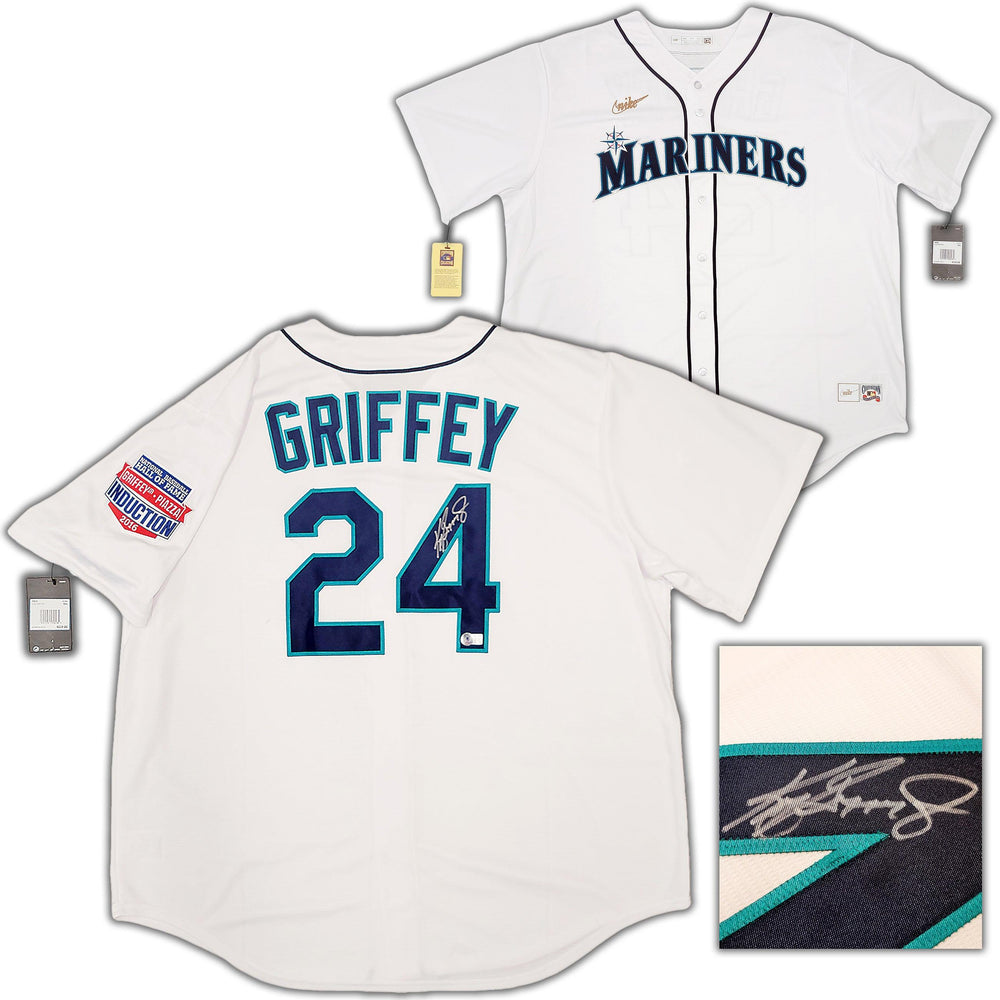 Seattle Mariners Ken Griffey Jr. Autographed White Nike Cooperstown Edition Jersey HOF Patch Size XXL Beckett BAS QR Stock #206025 - RSA