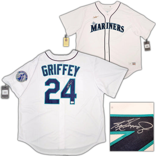 Seattle Mariners Ken Griffey Jr. Autographed White Nike Cooperstown Edition Jersey Retirement Patch Size XXL Beckett BAS QR Stock #206021 - RSA