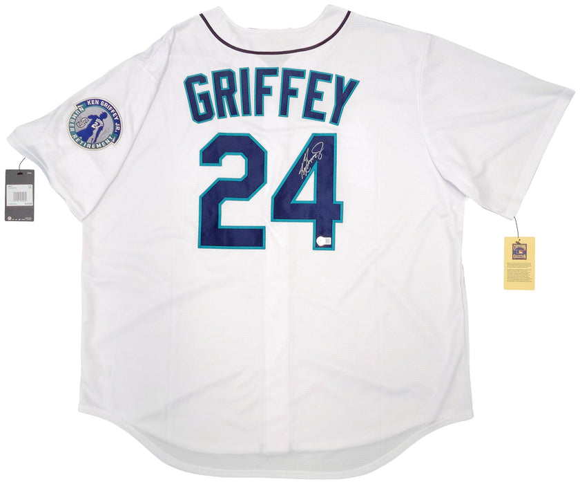 Seattle Mariners Ken Griffey Jr. Autographed White Nike Cooperstown Edition Jersey Retirement Patch Size XXL Beckett BAS QR Stock #206021 - RSA