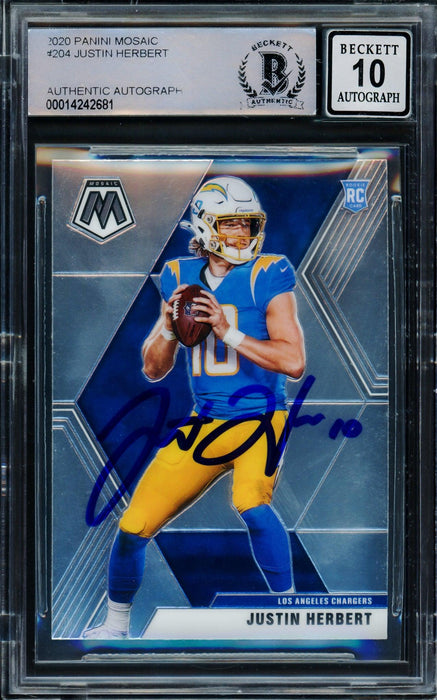 Justin Herbert Autographed 2020 Panini Mosaic Rookie Card #204 Los Ang — RSA