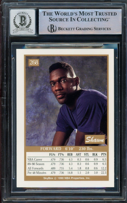 Shawn Kemp Autographed 1990 Skybox Rookie Card #268 Seattle Super Sonics Auto Grade Gem Mint 10 Beckett BAS Stock #206099 - RSA