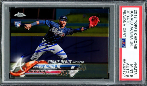 Ronald Acuna Jr. Autographed 2018 Topps Chrome Update Rookie Card #HMT31 Atlanta Braves PSA 9 Auto Grade Mint 9 PSA/DNA #56463127 - RSA