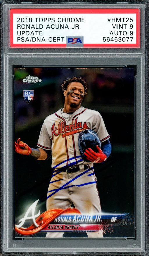 Ronald Acuna Jr. Autographed 2018 Topps Chrome Update Rookie Card #HMT25 Atlanta Braves PSA 9 Auto Grade Mint 9 PSA/DNA #56463077 - RSA