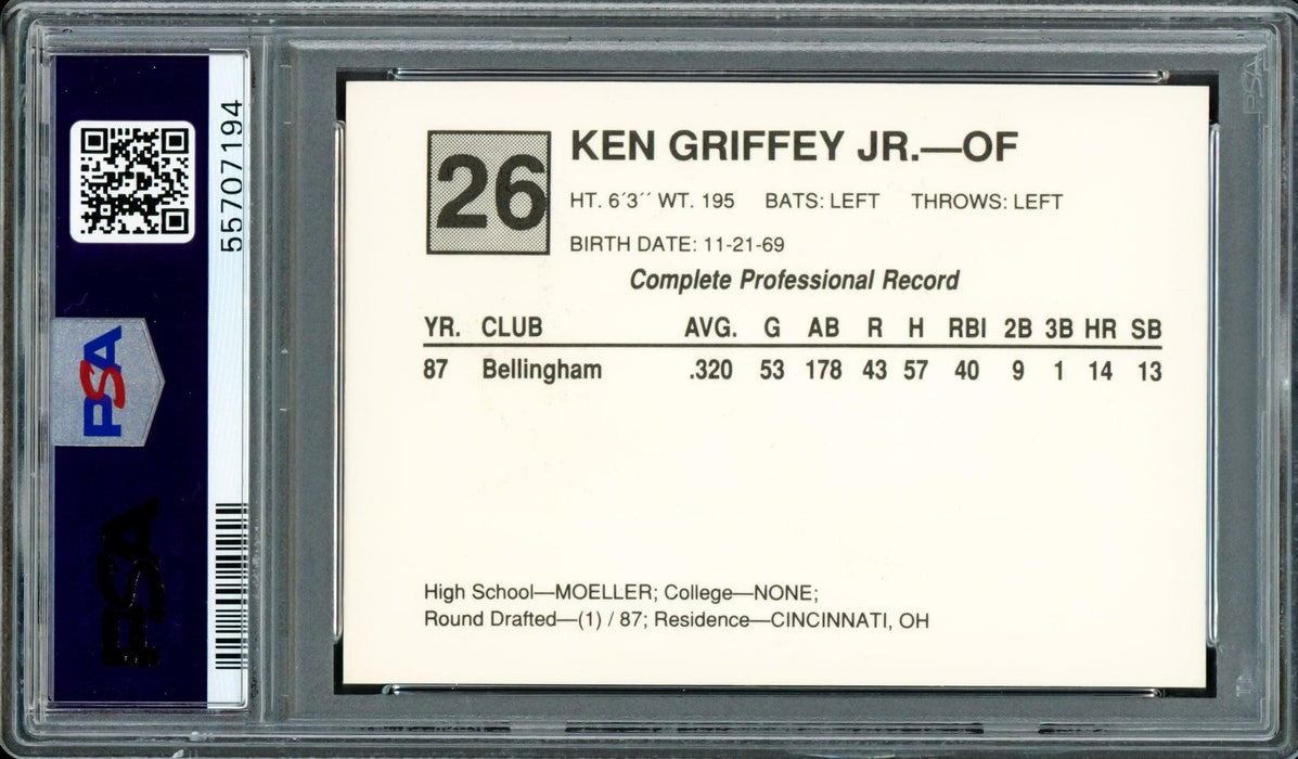 Ken Griffey Jr. Autographed 1988 Cal League All Stars San Bernardino Rookie Card #26 Seattle Mariners Auto Grade Gem Mint 10 PSA/DNA #55707194 - RSA