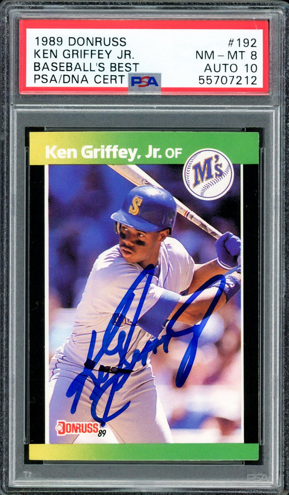 Ken Griffey Jr. Autographed 1989 Donruss Baseball's Best Rookie Card #192 Seattle Mariners PSA 8 Auto Grade Gem Mint 10 PSA/DNA #55707212 - RSA