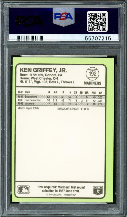 Ken Griffey Jr. Autographed 1989 Donruss Baseball's Best Rookie Card #192 Seattle Mariners PSA 8 Auto Grade Gem Mint 10 PSA/DNA #55707215 - RSA