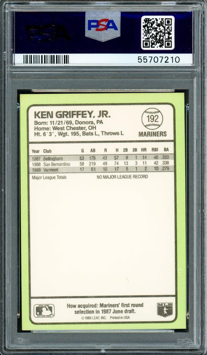 Ken Griffey Jr. Autographed 1989 Donruss Baseball's Best Rookie Card #192 Seattle Mariners PSA 8 Auto Grade Gem Mint 10 PSA/DNA #55707210 - RSA
