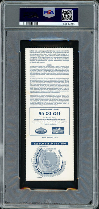 Ichiro Suzuki Autographed 2001 3rd MLB Game Ticket Seattle Mariners PSA 5 Auto Grade Gem Mint 10 "3rd MLB Game 2-4" PSA/DNA #63633254 - RSA