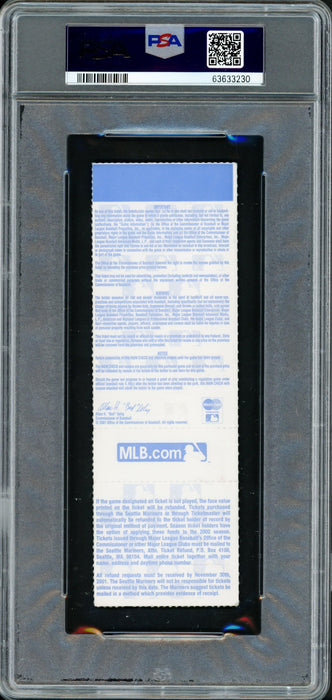 Ichiro Suzuki Autographed 2001 ALDS Game 1 Ticket Seattle Mariners PSA 4 Auto Grade Mint 9 "1st Playoff Game 3-4" PSA/DNA #63633230 - RSA