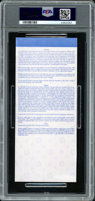 Ichiro Suzuki Autographed 2006 WBC Semi-Final Ticket Seattle Mariners PSA 8 Auto Grade Gem Mint 10 "06 WBC Champs" PSA/DNA #63633261 - RSA
