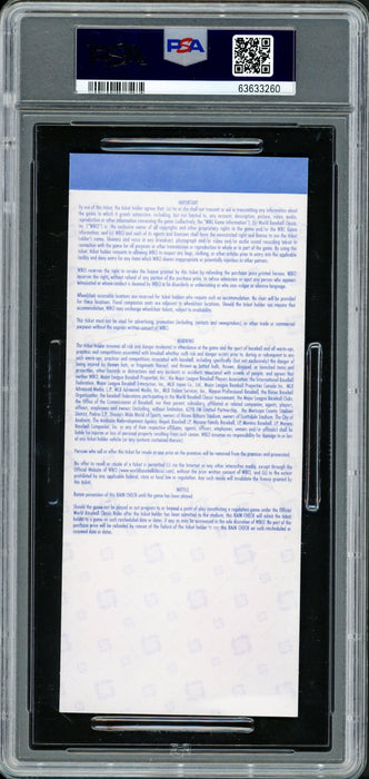 Ichiro Suzuki Autographed 2006 WBC Final Game Ticket Seattle Mariners PSA 8 Auto Grade Gem Mint 10 "06 WBC Champs" PSA/DNA #63633260 - RSA