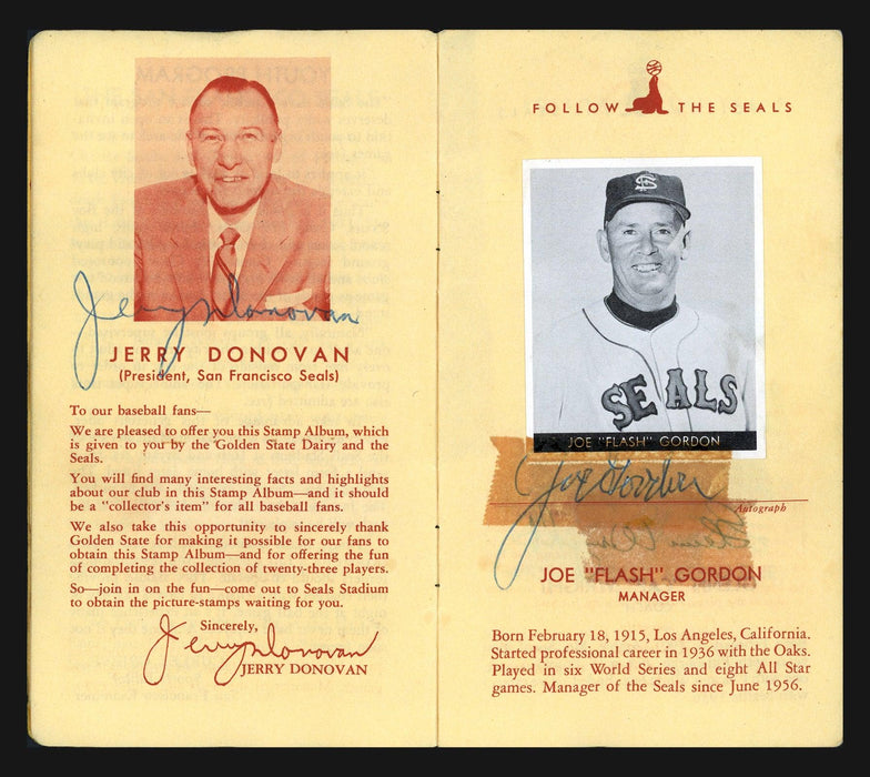 San Francisco Seals Autographed 3.5x6 Stamp Album With 25 Signatures Including Joe Gordon Beckett BAS #AB72591 - RSA