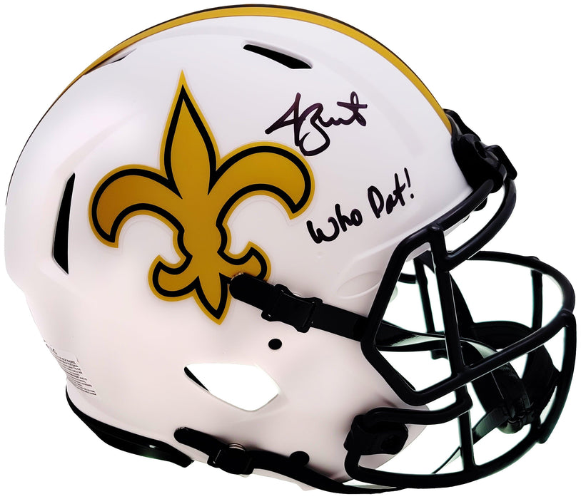 Jameis Winston Autographed New Orleans Saints Lunar Eclipse White Full Size Authentic Speed Helmet "Who Dat" Beckett BAS QR Stock #206498 - RSA