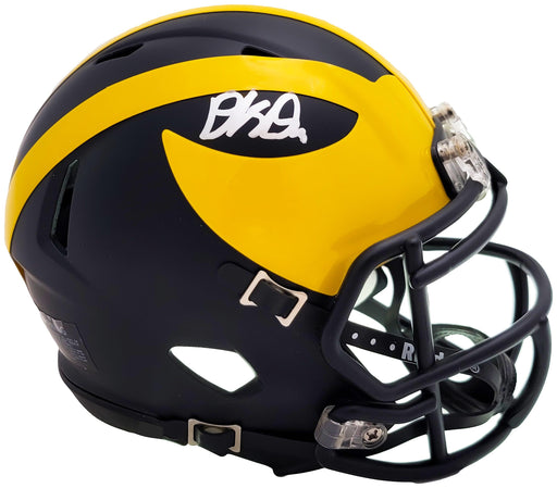 David Ojabo Autographed Michigan Wolverines Blue Speed Mini Helmet Beckett BAS QR Stock #206133 - RSA