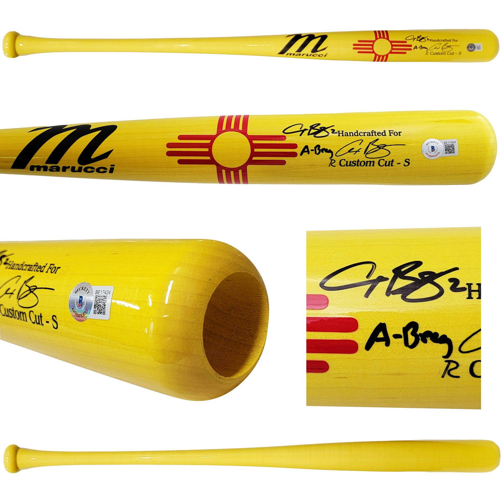 Alex Bregman Autographed Yellow Marucci Game Model Bat Houston Astros "A-Breg" Beckett BAS Stock #206493 - RSA