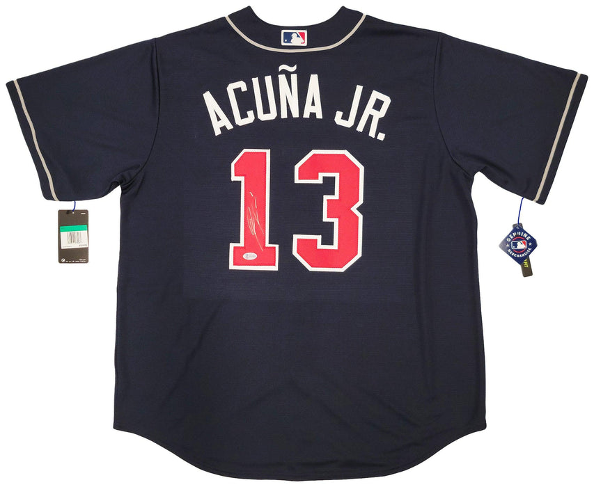 Atlanta Braves Ronald Acuna Jr. Autographed Blue Nike Jersey Size XL Beckett BAS Stock #205685 - RSA