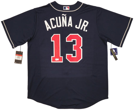 Atlanta Braves Ronald Acuna Jr. Autographed Blue Nike Jersey Size L Beckett BAS QR Stock #205687 - RSA