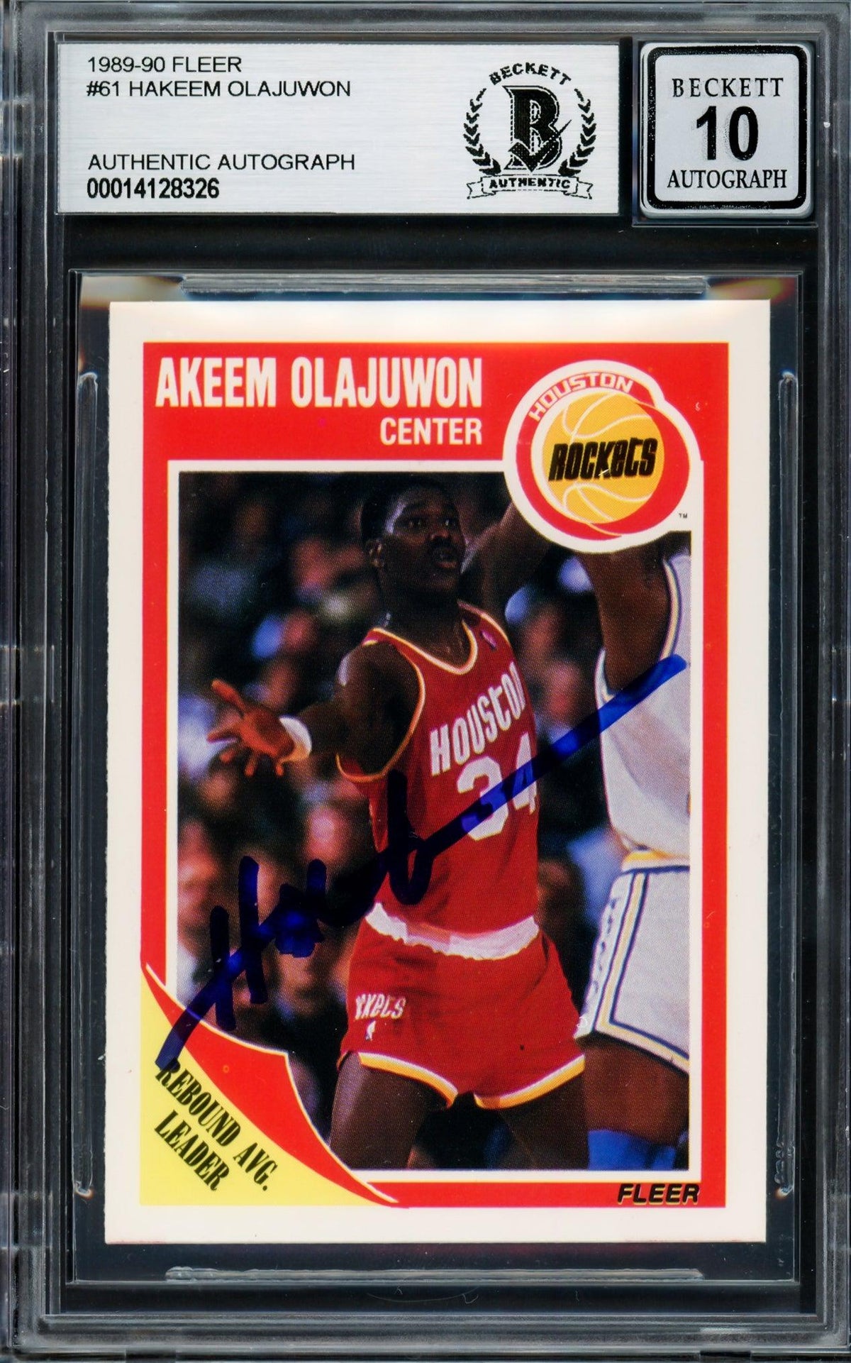Hakeem Olajuwon Autographed 1989-90 Fleer Card #61 Houston Rockets
