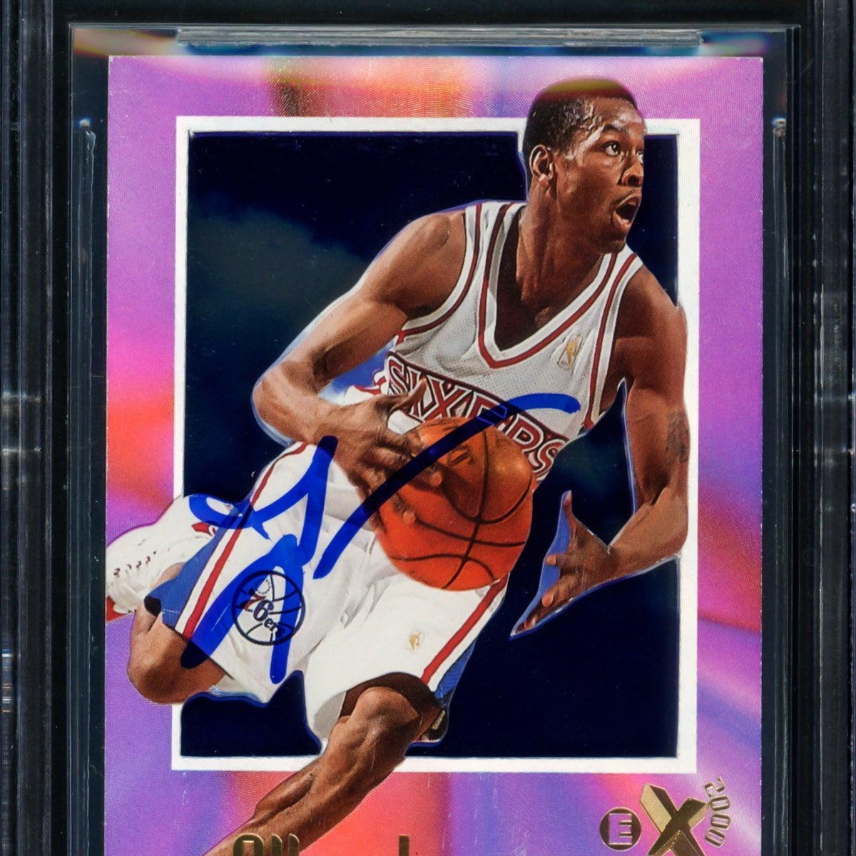 Allen Iverson Autographed 1996-97 Skybox E-X 2000 Rookie Card #53