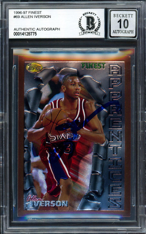 Allen Iverson Autographed 1996-97 Topps Finest Rookie Card #69 