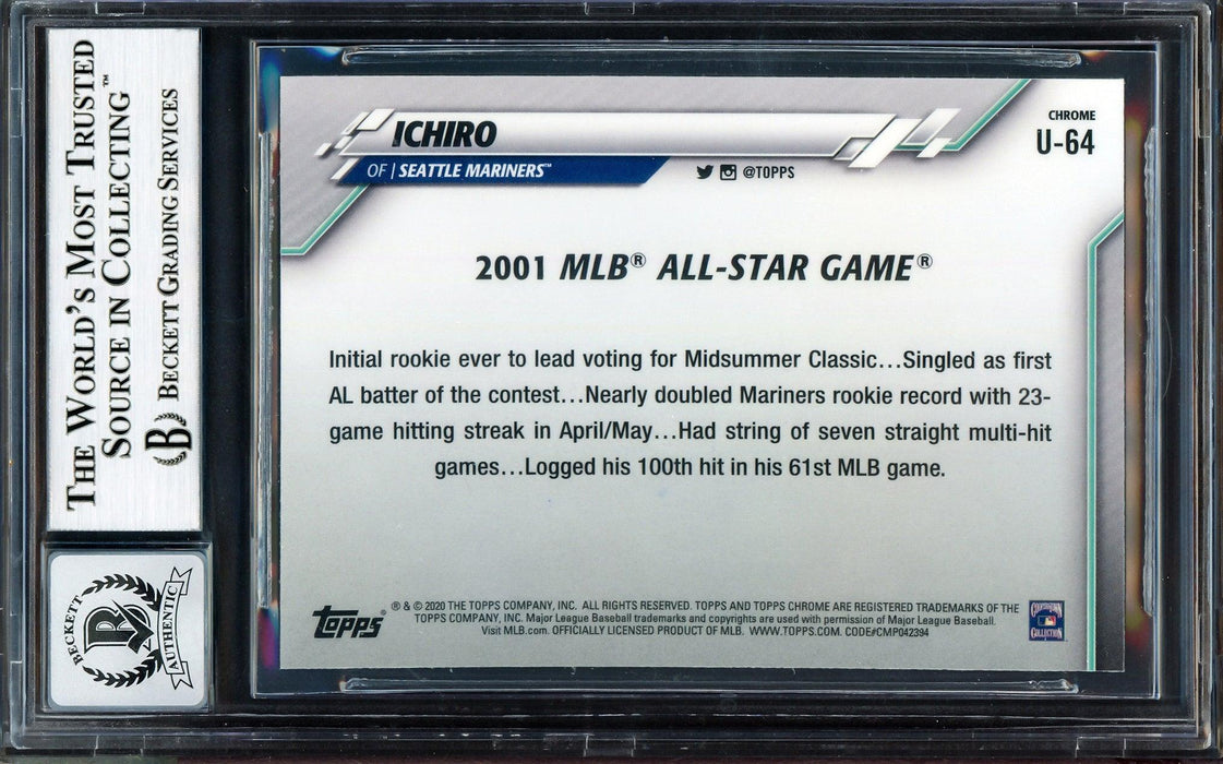 Ichiro Suzuki Autographed 2020 Topps Chrome Update Card #U-64 Seattle Mariners Auto Grade Gem Mint 10 2001 All Star Game Beckett BAS Stock #205841 - RSA