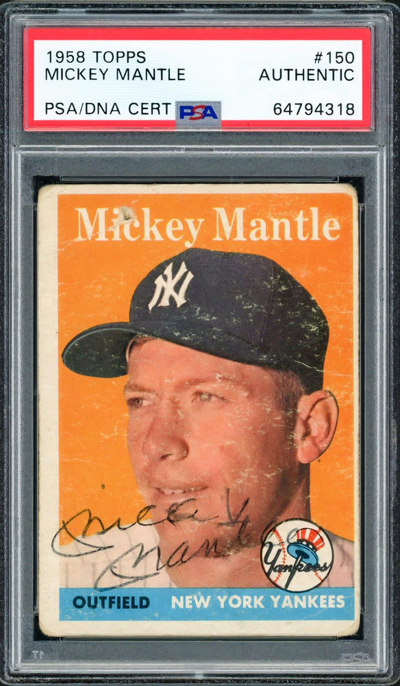 Mickey Mantle Autographed 1958 Topps Card #150 New York Yankees PSA/DNA #64794318 - RSA