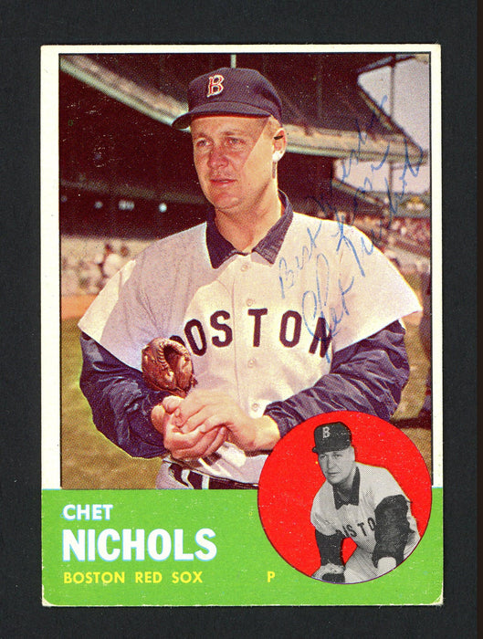Chet Nichols Autographed 1963 Topps Card #307 Boston Red Sox "Best Wishes" SKU #162323 - RSA
