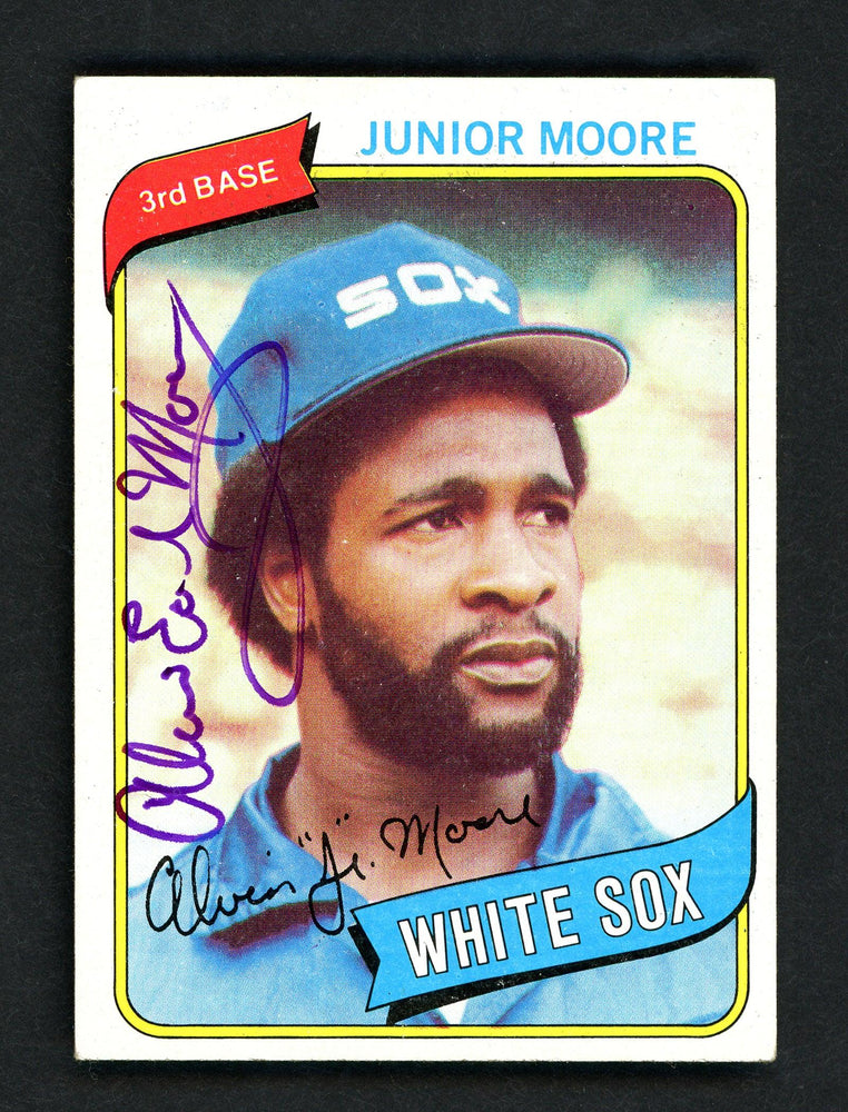 Junior Moore Autographed 1980 Topps Card #186 Chicago White Sox SKU # 158630 - RSA