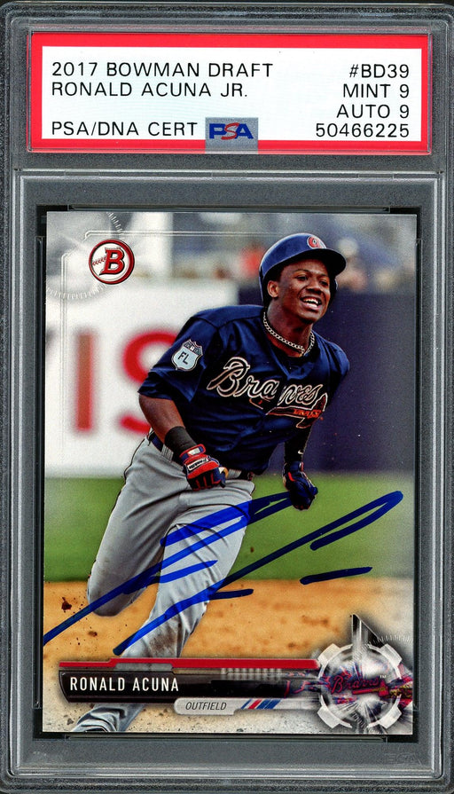 Ronald Acuna Jr. Autographed 2017 Bowman Draft Rookie Card #BD39 Atlanta Braves PSA 9 Auto Grade Mint 9 PSA/DNA #50466225 - RSA